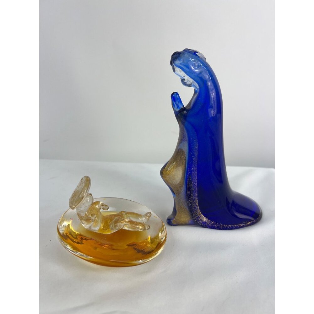 Murano Madonna and Child Nativity Blown Glass Nativity Italy